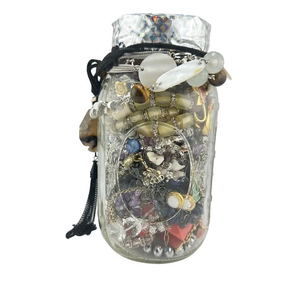 2lb 9oz Jewelry Jar Vintage to Modern Earrings Bracelets Necklaces Mixed Lot - Picture 4 of 10